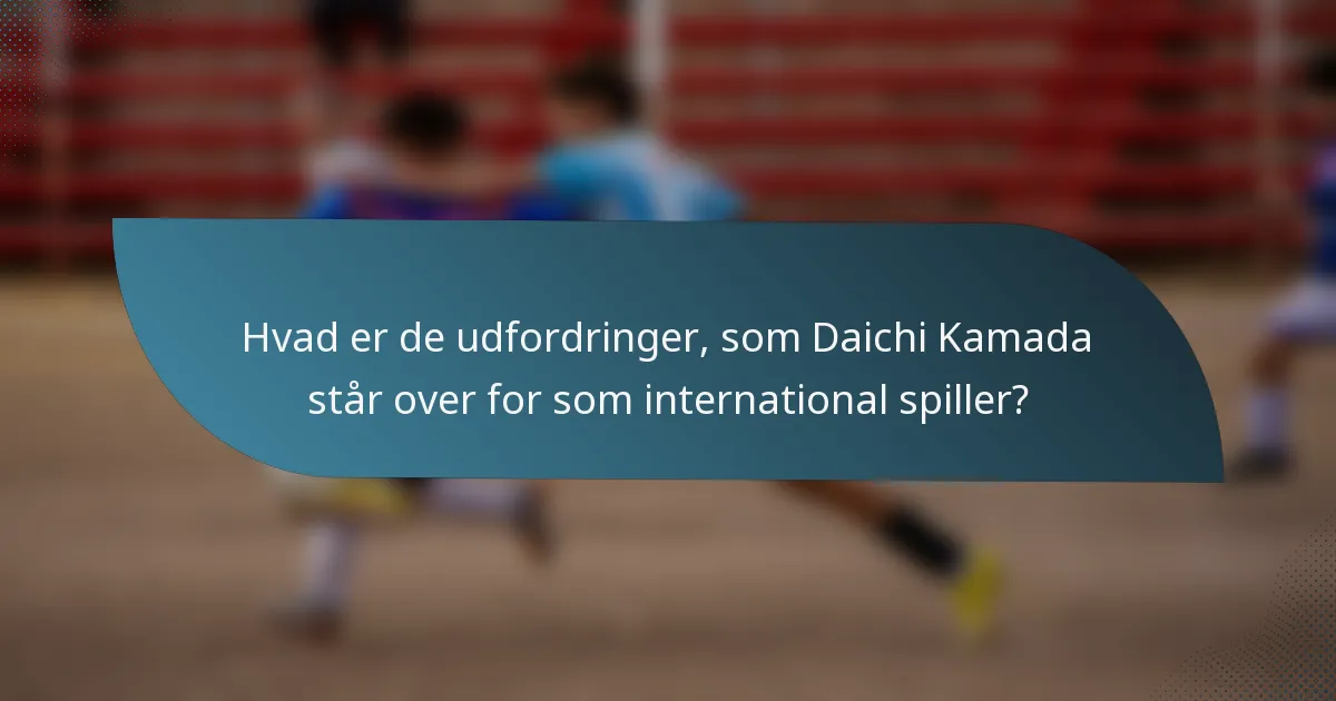 Hvad er de udfordringer, som Daichi Kamada står over for som international spiller?