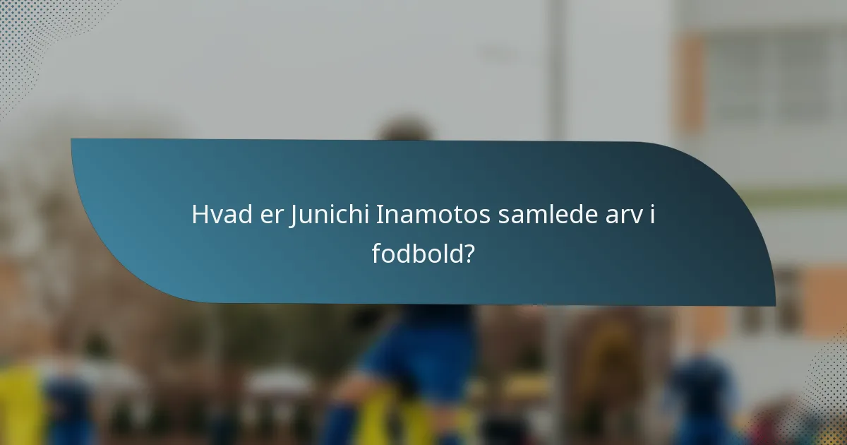 Hvad er Junichi Inamotos samlede arv i fodbold?