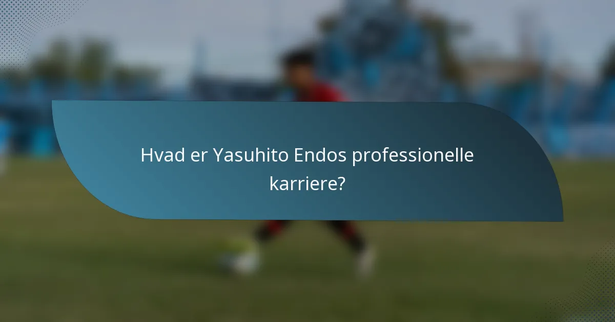 Hvad er Yasuhito Endos professionelle karriere?