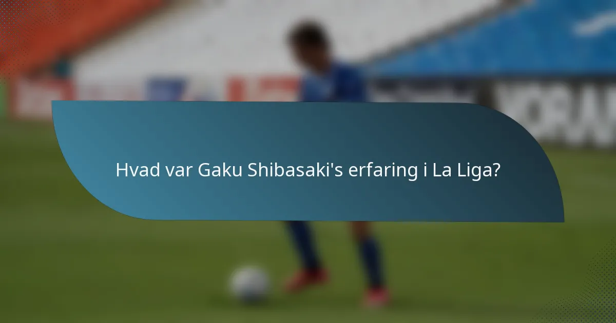 Hvad var Gaku Shibasaki's erfaring i La Liga?