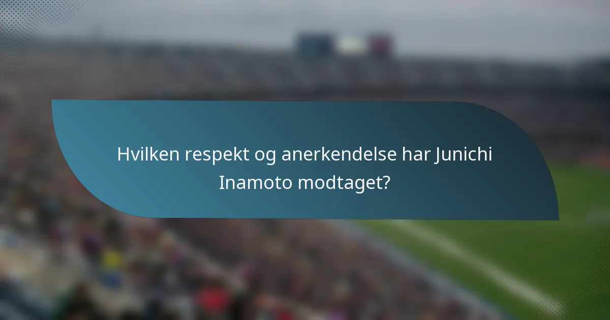 Hvilken respekt og anerkendelse har Junichi Inamoto modtaget?